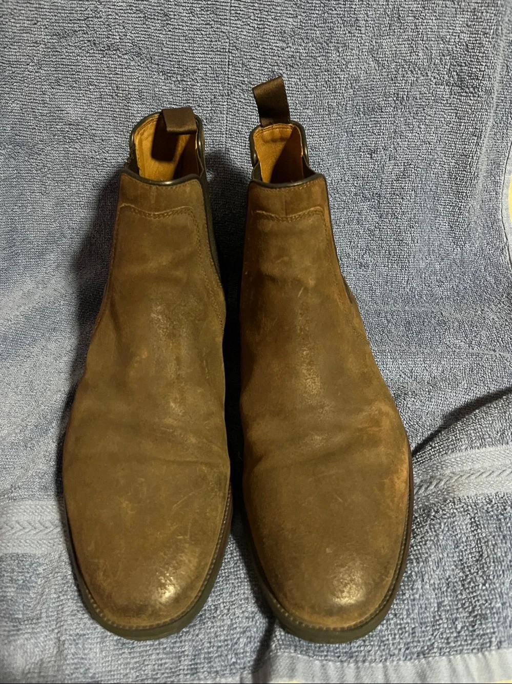 Johnston & Murphy Henrick Chelsea Boot Tan Waxed Suede Sz 11M